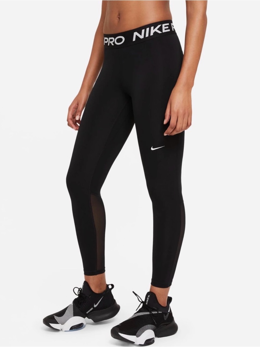 NWT Nike Women's Pro Mid-Rise Mesh-Paneled Leggings SIZE XS